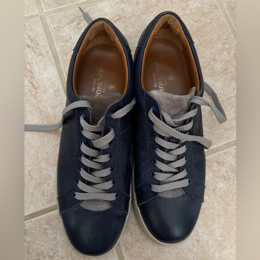Clorinda Antinori The Sportivo Cervo Blu Sneaker men’s blue pebbled leather sz41 - Picture 9 of 11